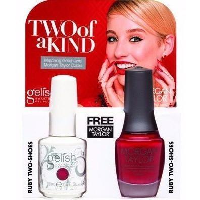 Harmony Gelish Ruby Two-Shoes #01080 + Morgan Taylor #50189